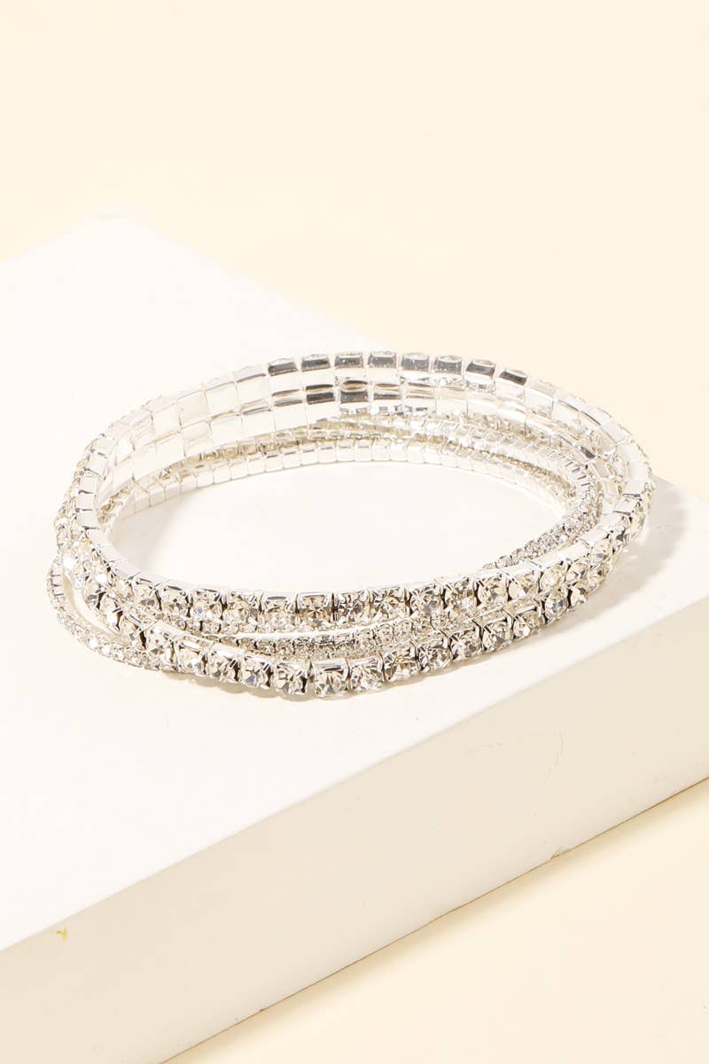 Five Row Rhinestone Stackable Bracelet Set