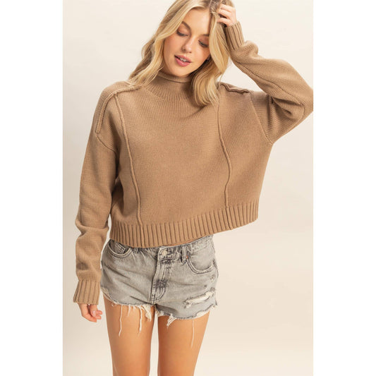 Mock Neck Ribbed Sweater