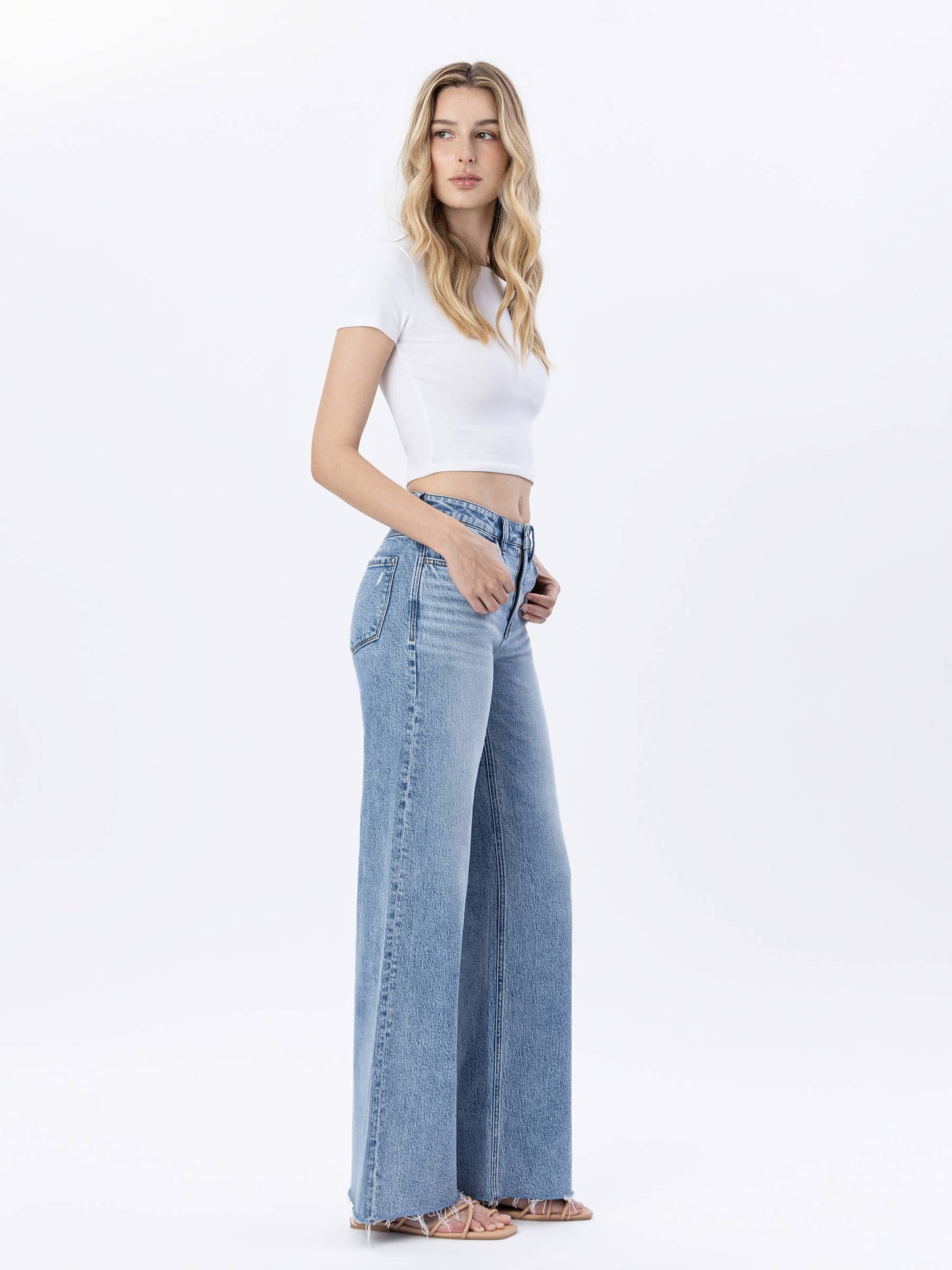 High Rise Comfort Stretch Wide Leg Jeans