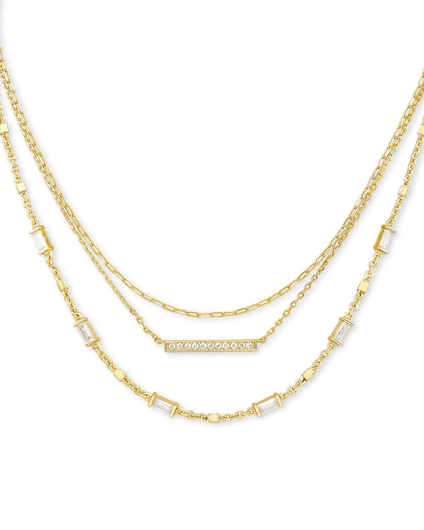 Addison Triple Strand Necklace in Gold