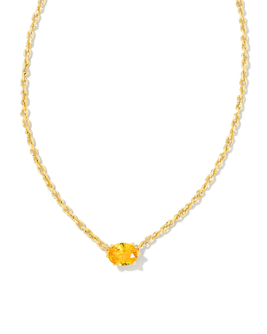 Cailin Gold Pendant Necklace in Golden Yellow Crystal