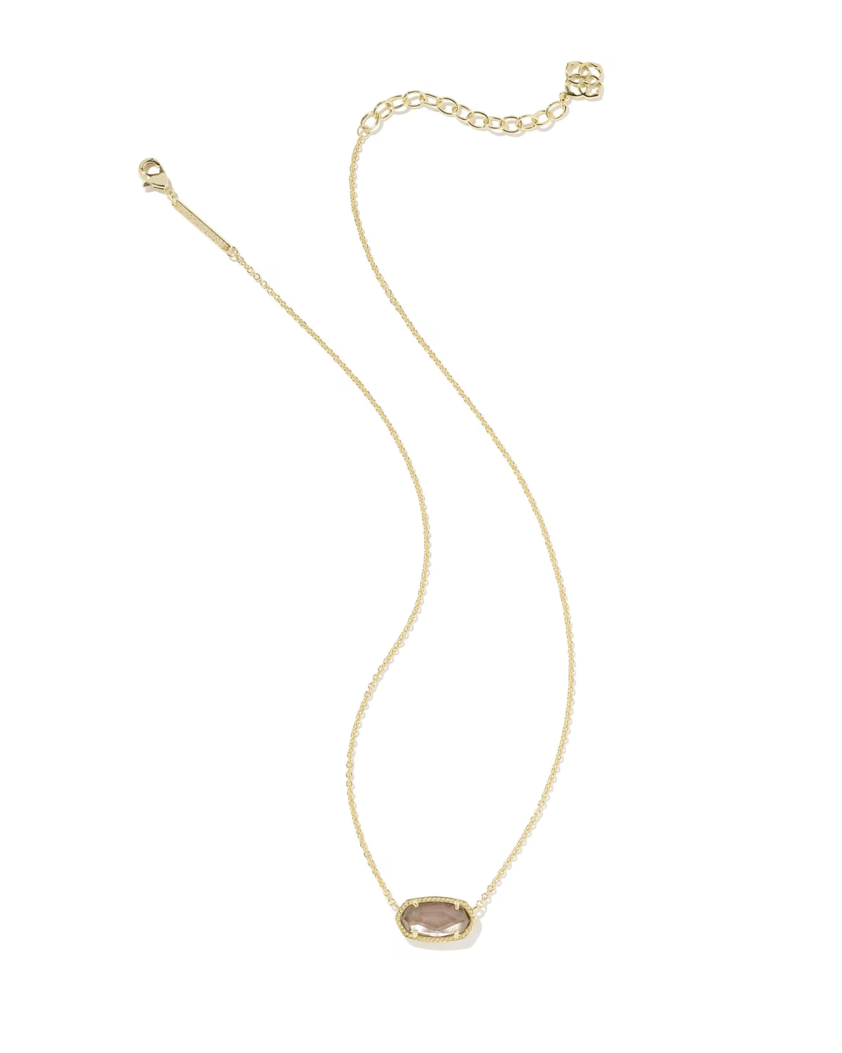 Elisa Gold Pendant Necklace in Taupe Mother of Pearl