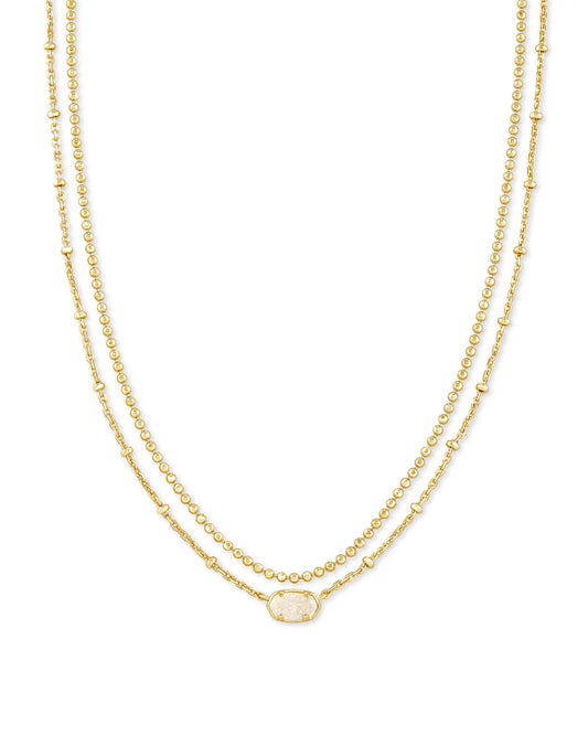 Emilie Gold Multi Strand Necklace in Iridescent Drusy