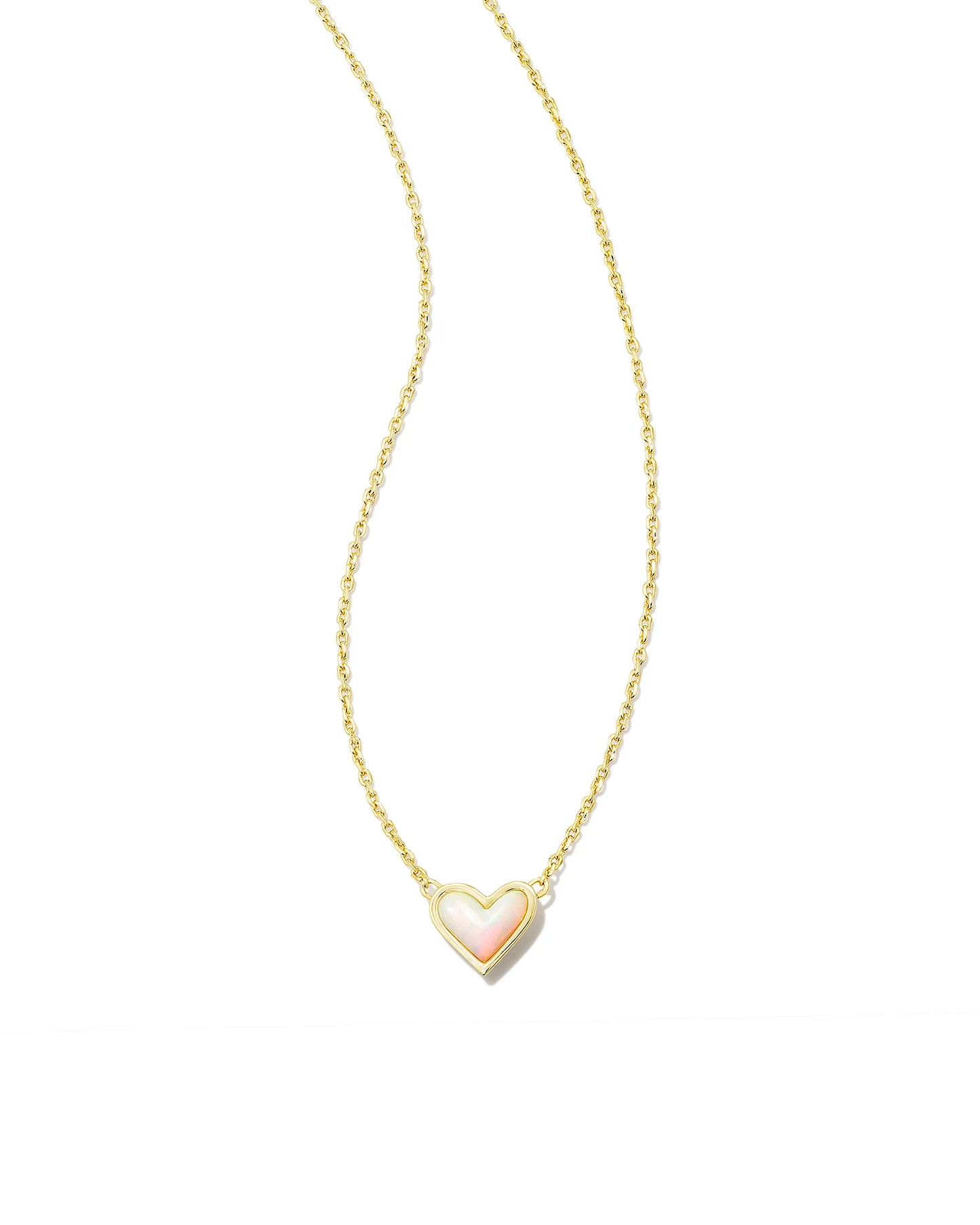 Framed Ari Heart Gold Short Pendant Necklace in White