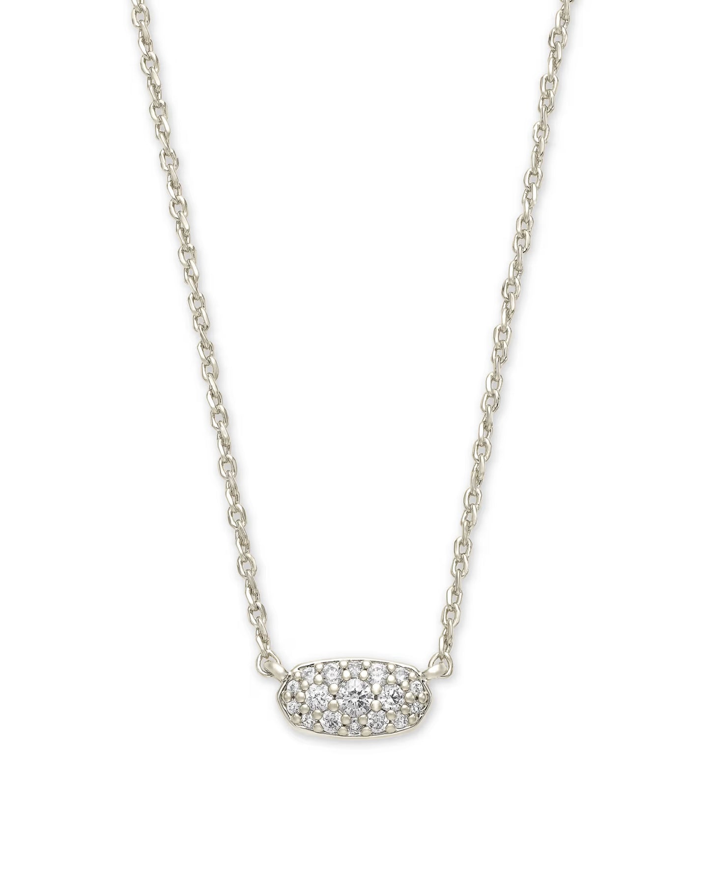 Grayson Crystal Pendant Necklace in Silver White CZ