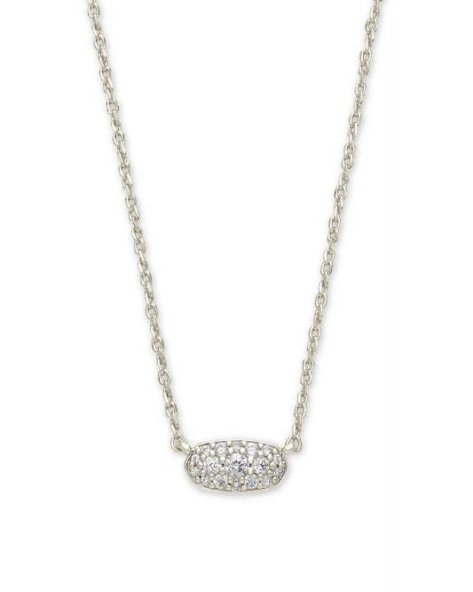 Grayson Silver Pendant Necklace in White CZ