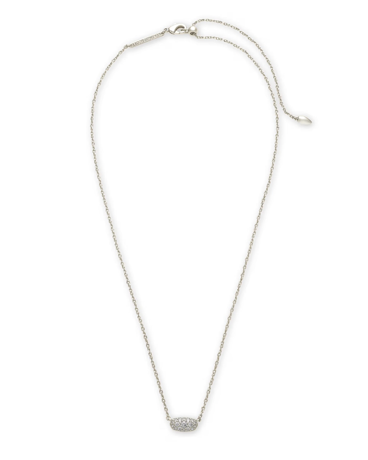 Grayson Crystal Pendant Necklace in Silver White CZ