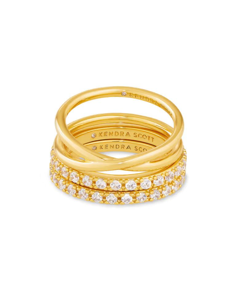 Livy Rings Set of 3 in White CZ - Gold
