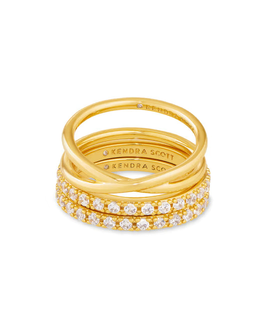 Livy Rings Set of 3 in White CZ - Gold