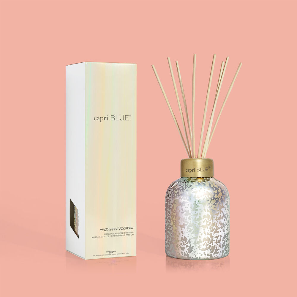 Pineapple Flower Mercury Iridescent Petite Reed Diffuser, 5.7 fl oz