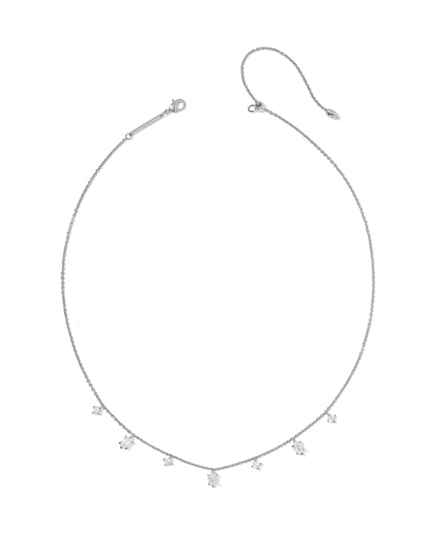 Cailin Delicate Strand Necklace Silver White CZ – Holiday Edition
