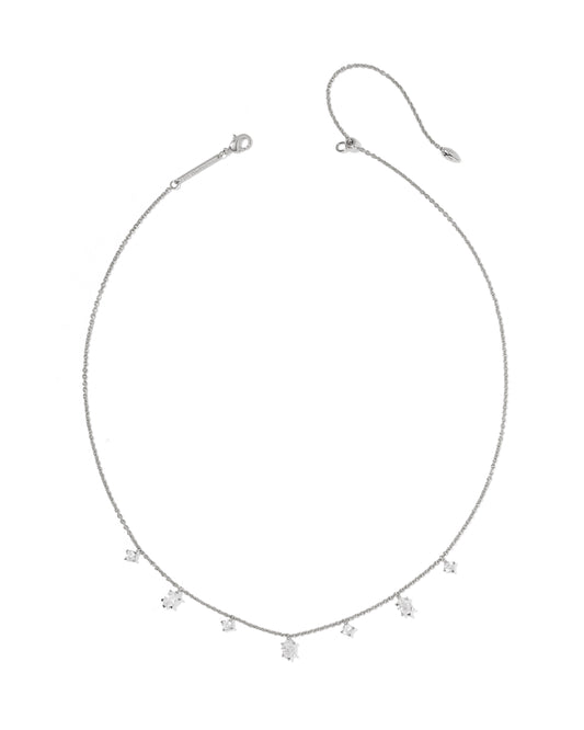 Cailin Delicate Strand Necklace Silver White CZ – Holiday Edition