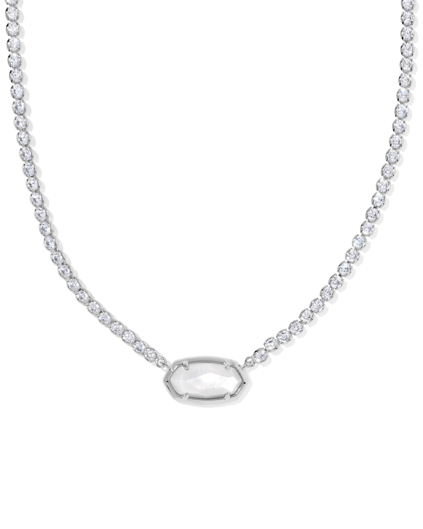 Elisa Silver Tennis Necklace in Ivory Mother-of-Pearl – Holiday Edition