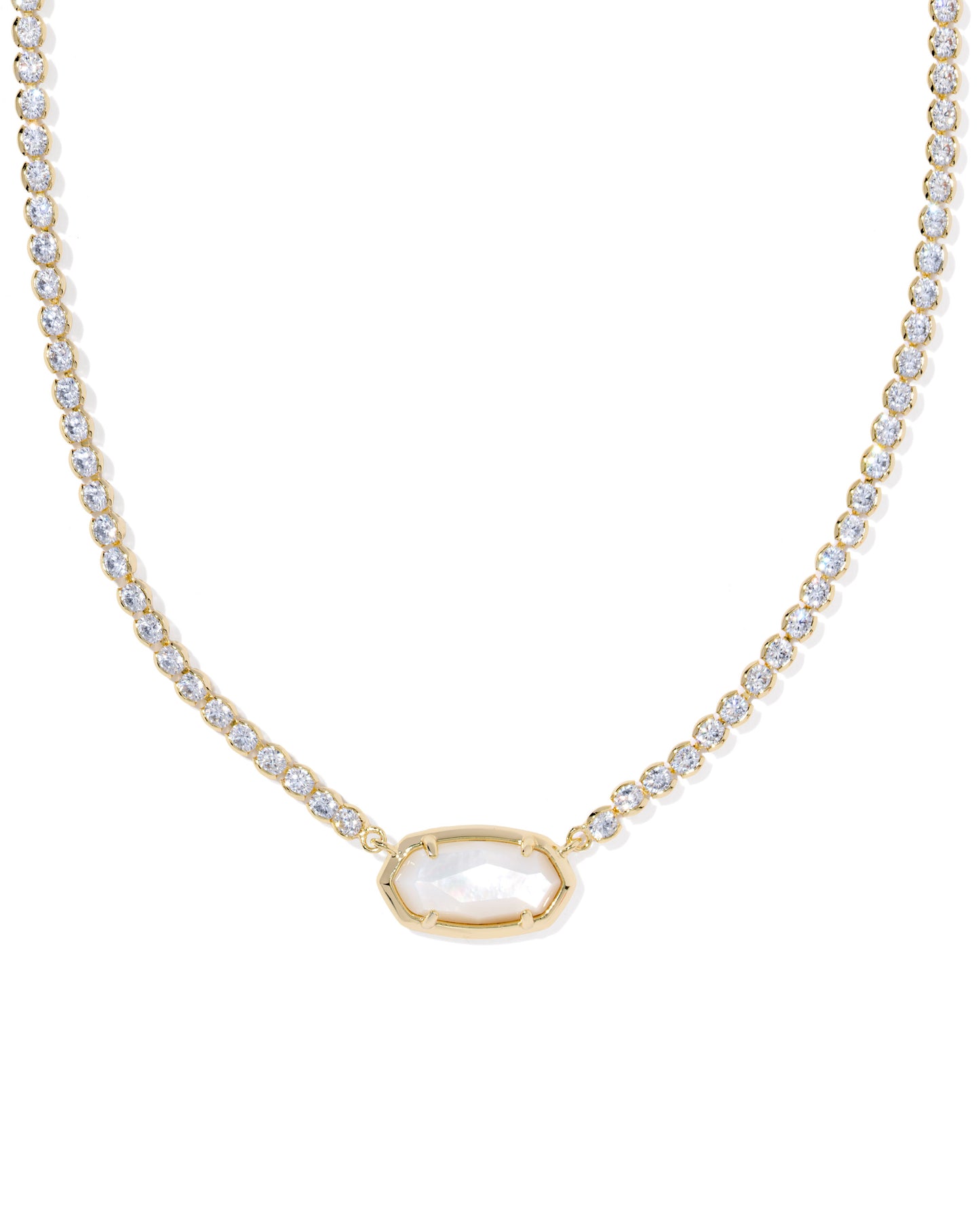Elisa Gold Tennis Necklace in Ivory Mother-of-Pearl – Holiday Edition