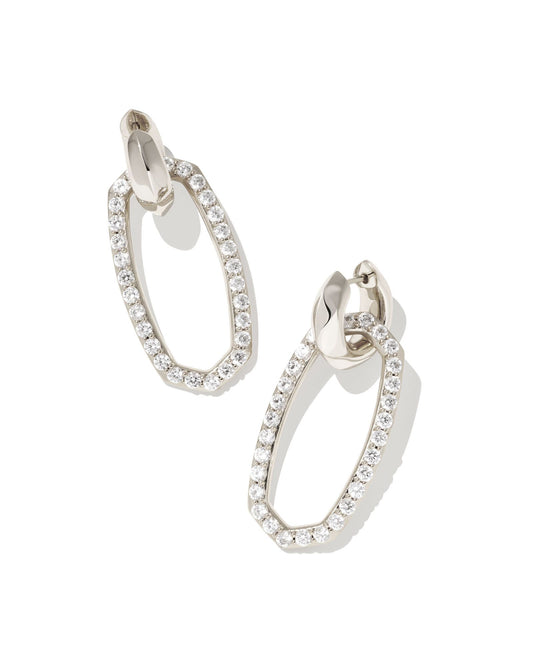 Danielle Convertible Link Earrings in White Crystal