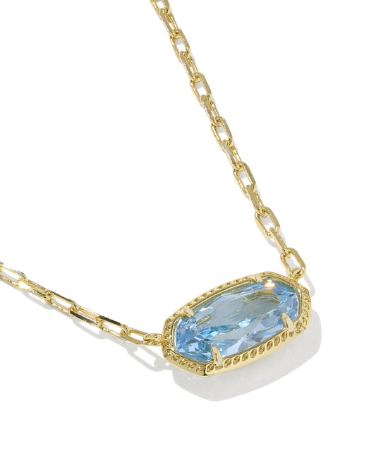Elisa Luxe Gold Short Pendant Necklace in Light Blue CZ