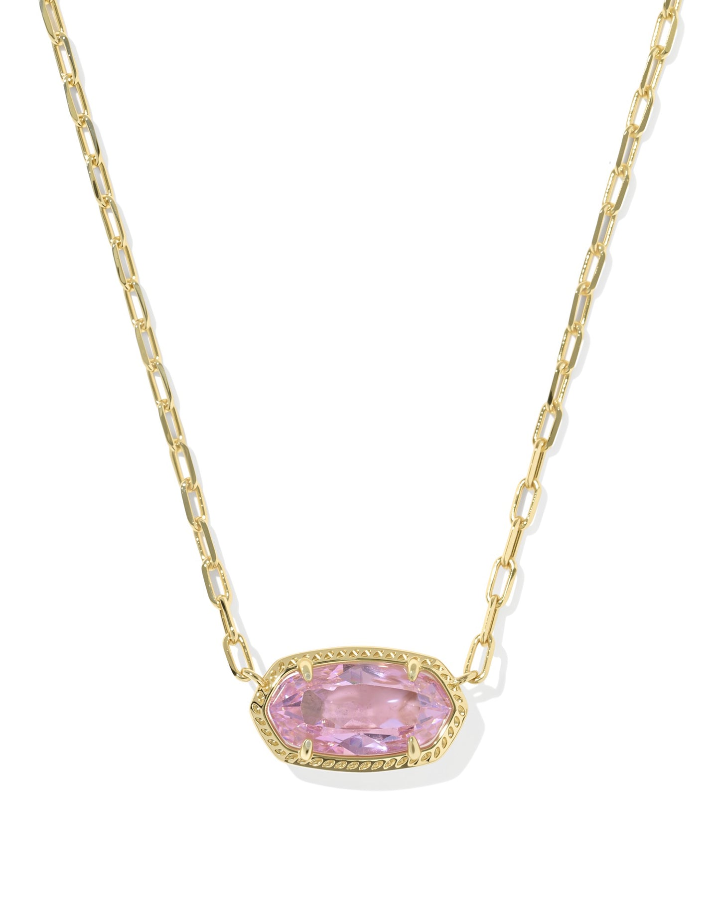 Elisa Luxe Gold Short Pendant Necklace in Light Pink CZ