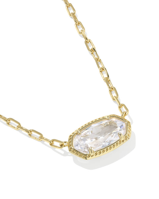 Elisa Luxe Gold Short Pendant Necklace in White CZ