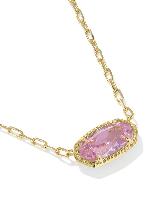 Elisa Luxe Gold Short Pendant Necklace in Light Pink CZ