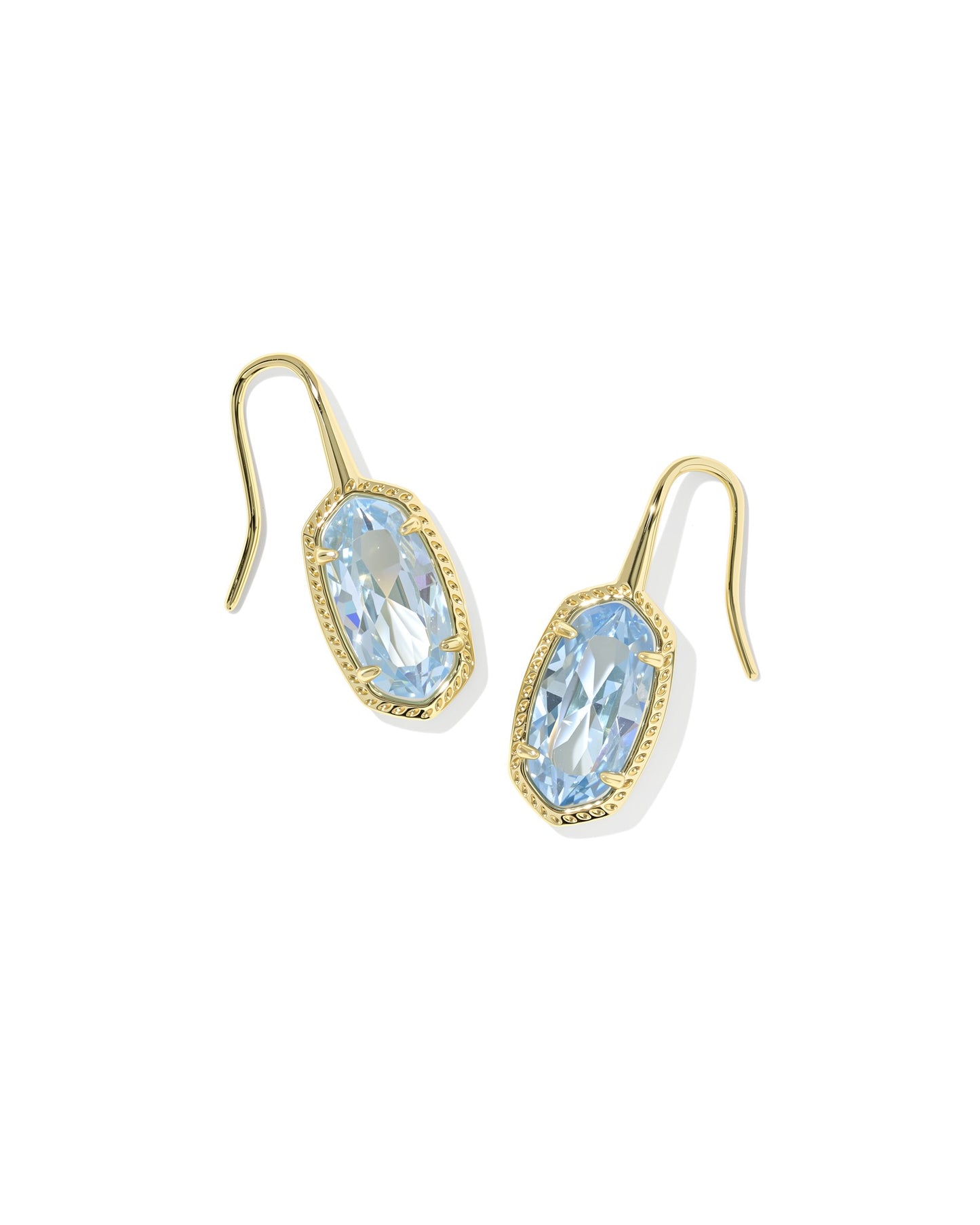 Lee Luxe Gold Drop Earrings in Light Blue CZ