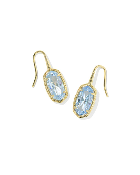 Lee Luxe Gold Drop Earrings in Light Blue CZ