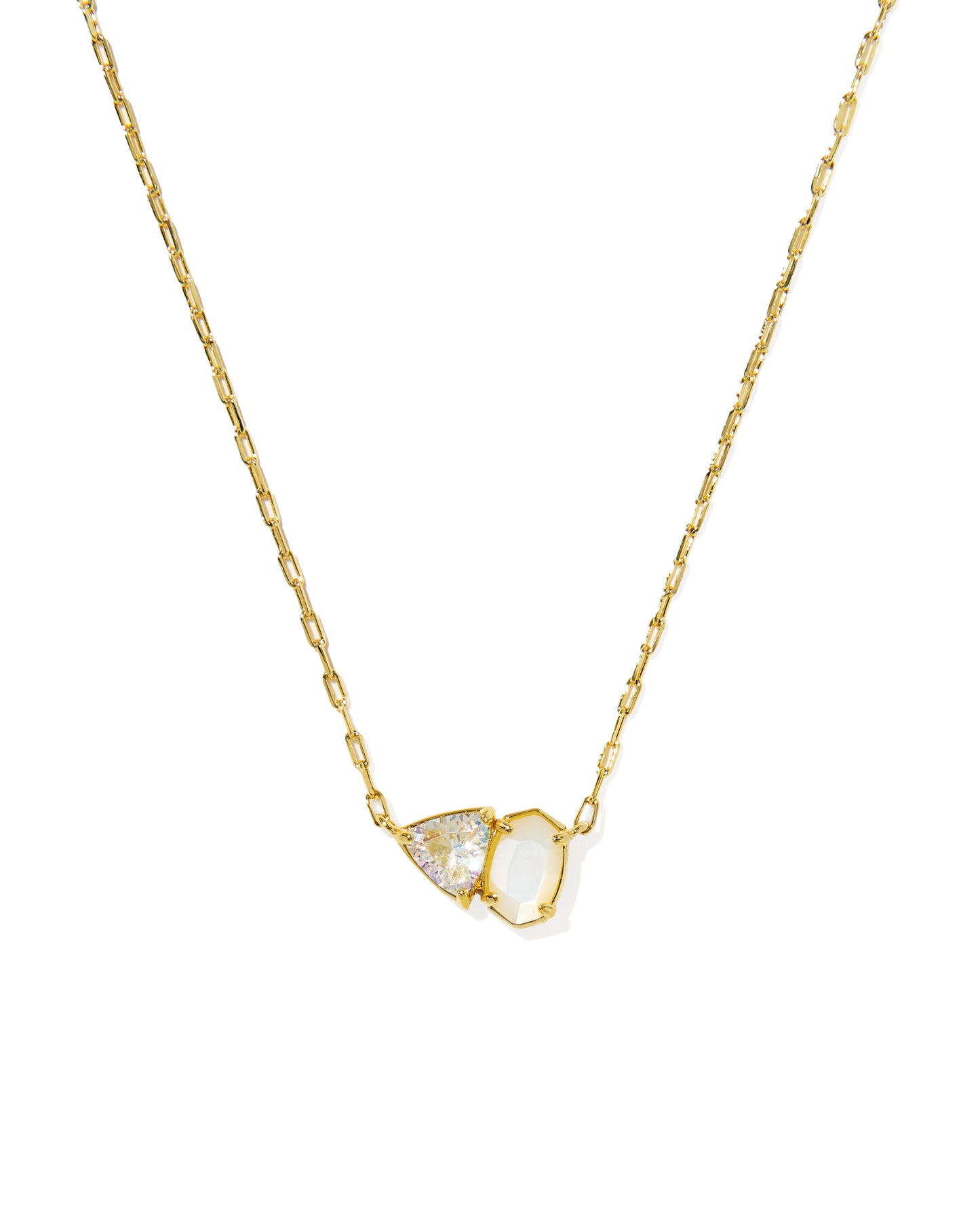 Tatum Short Gold Pendant Necklace June Birthstone