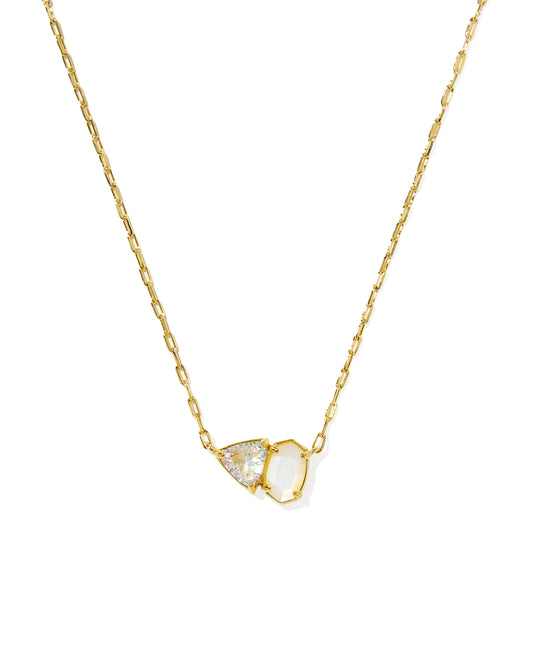 Tatum Short Gold Pendant Necklace June Birthstone