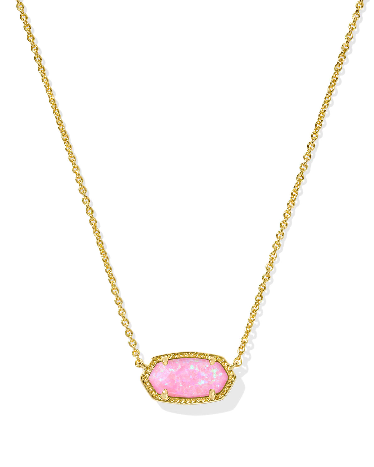Elisa Gold Short Pendant Necklace in Carnation Lab Grown Opal