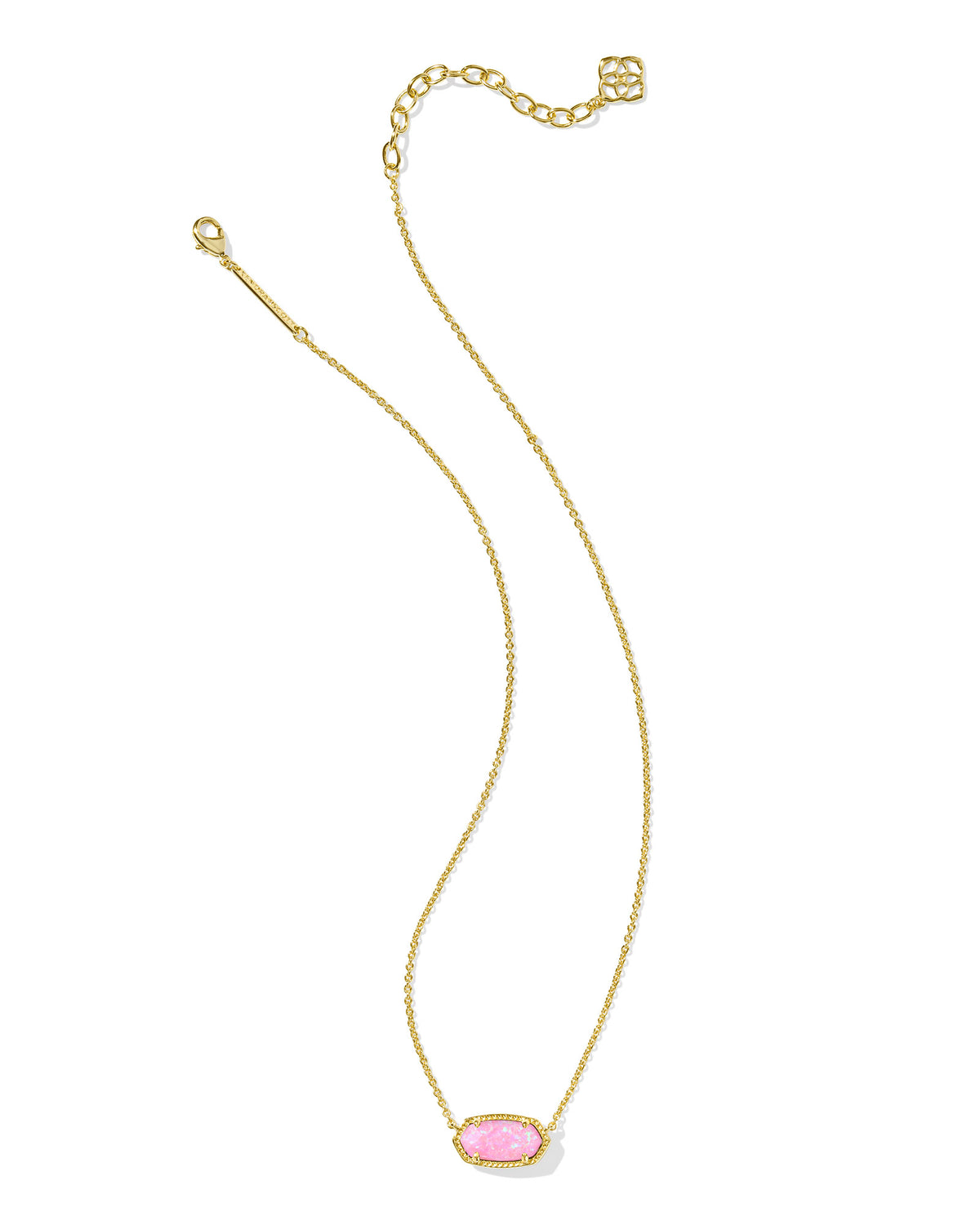 Elisa Gold Short Pendant Necklace in Carnation Lab Grown Opal