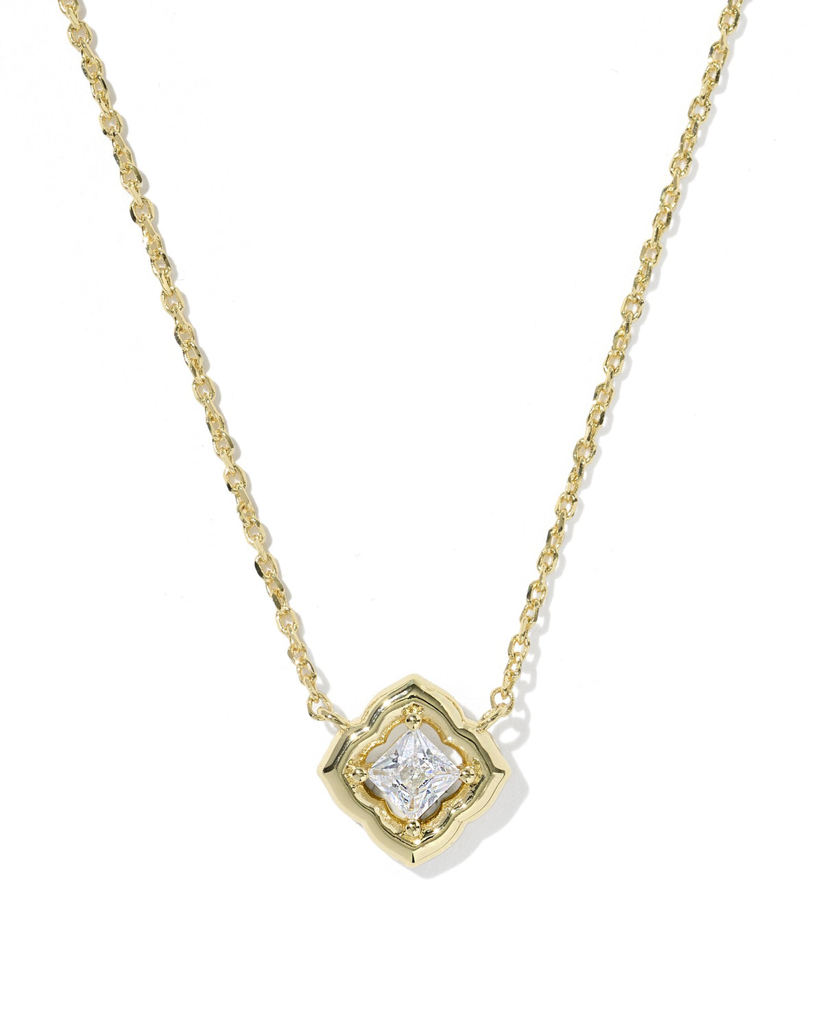Mallory Crystal Short Pendant Necklace in Gold White CZ