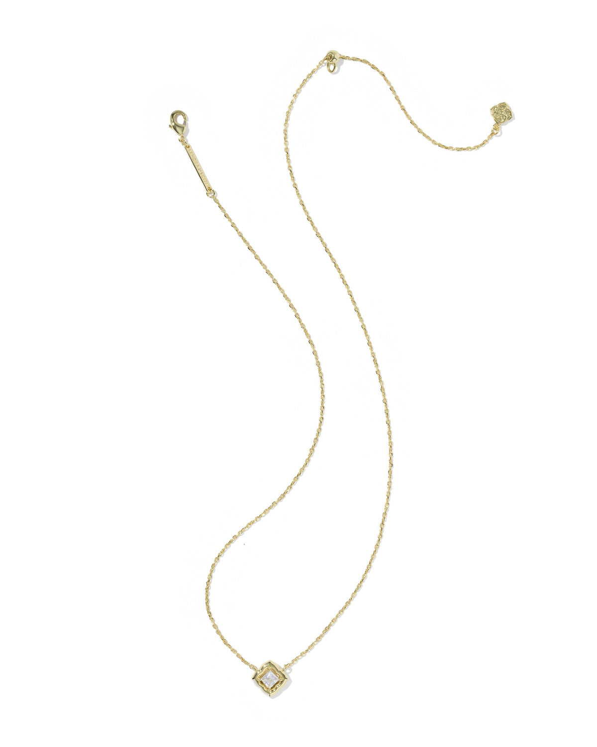 Mallory Crystal Short Pendant Necklace in Gold White CZ
