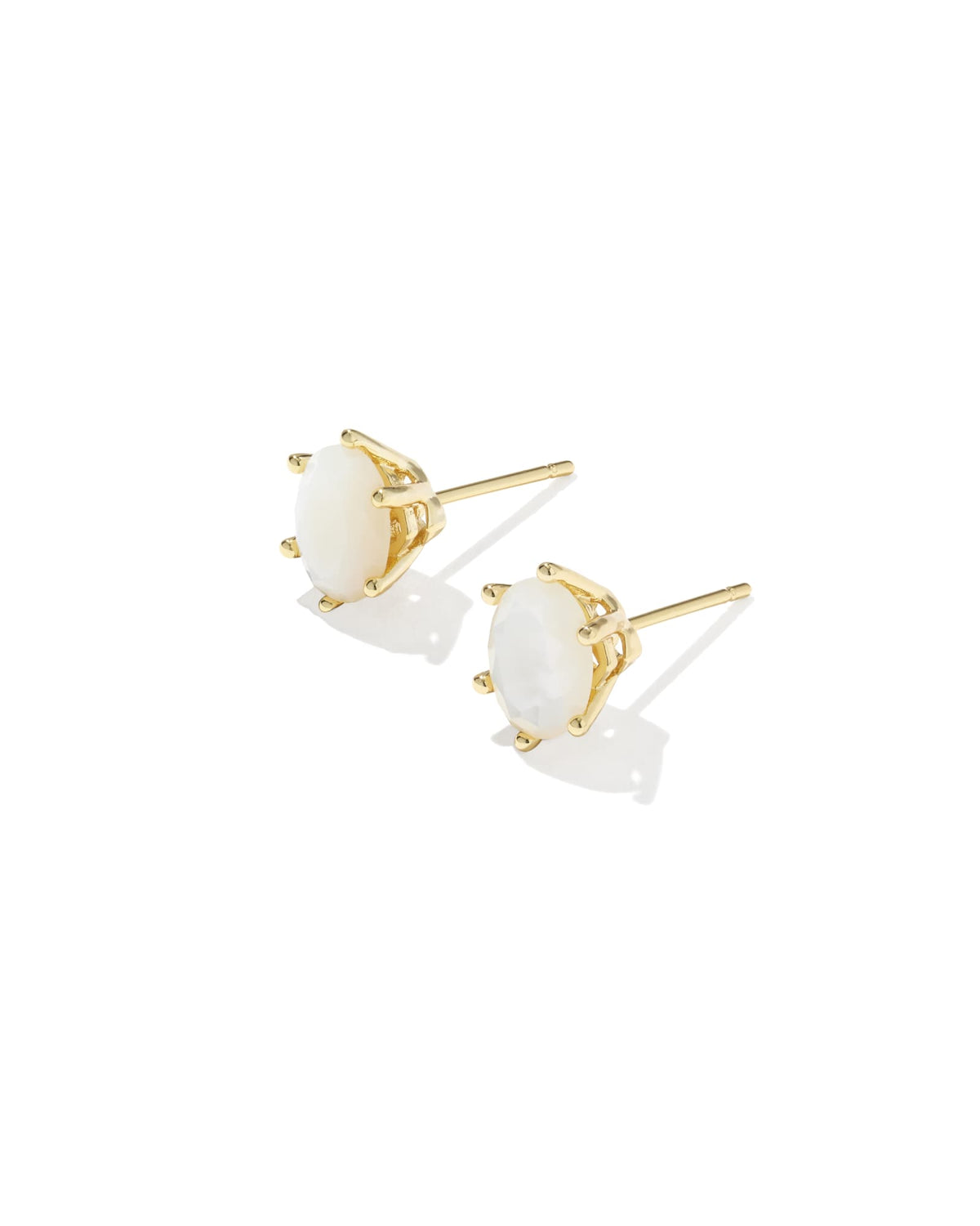 Cailin Crystal Stud Earrings in Ivory Mother of Pearl | Gold