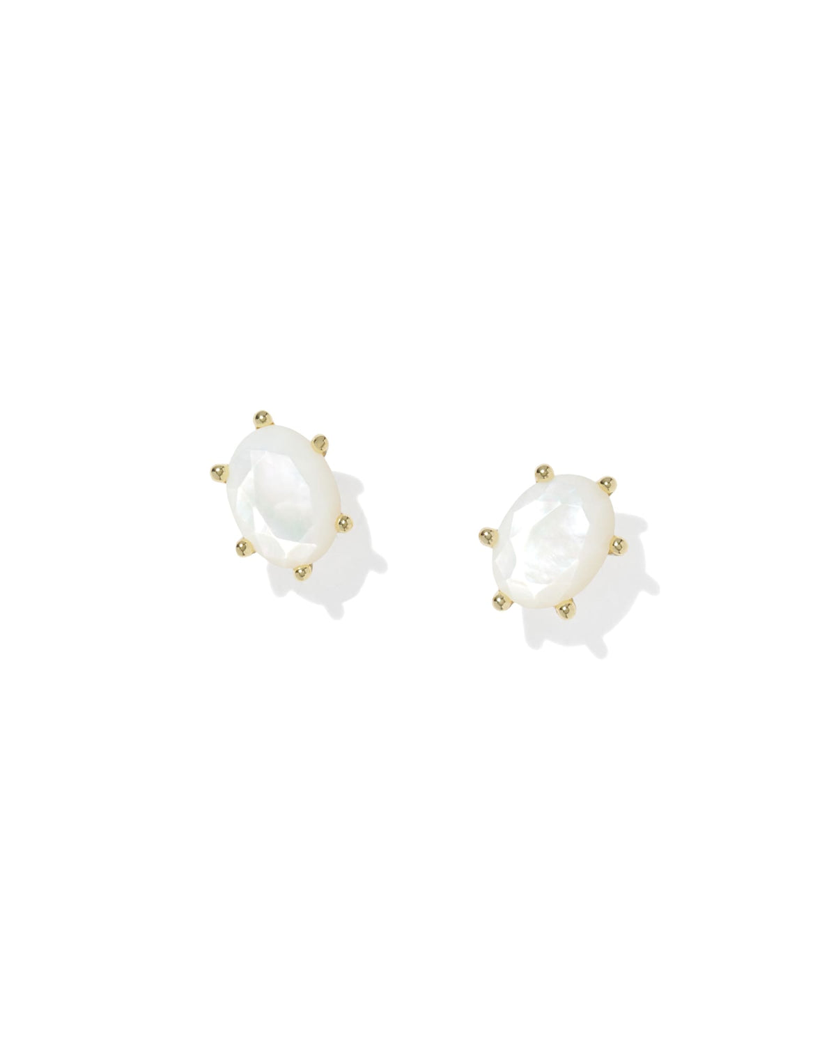 Cailin Crystal Stud Earrings in Ivory Mother of Pearl | Gold