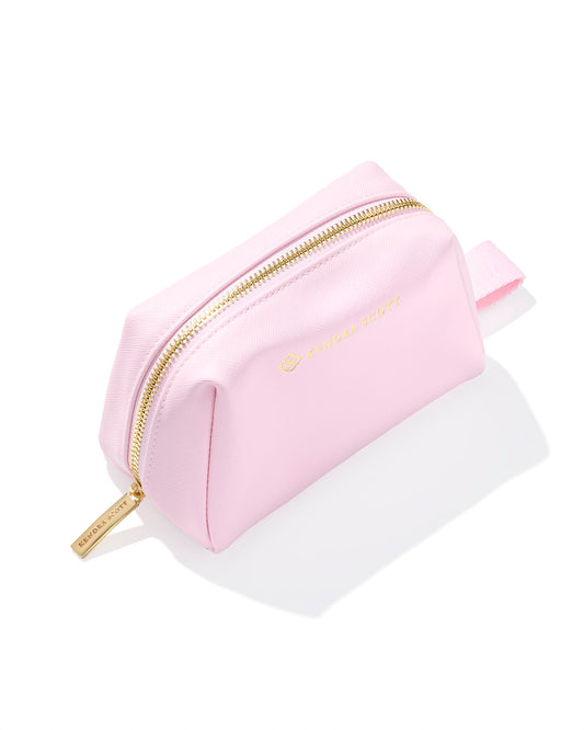 Small Cosmetic Zip Case Gold with Pink