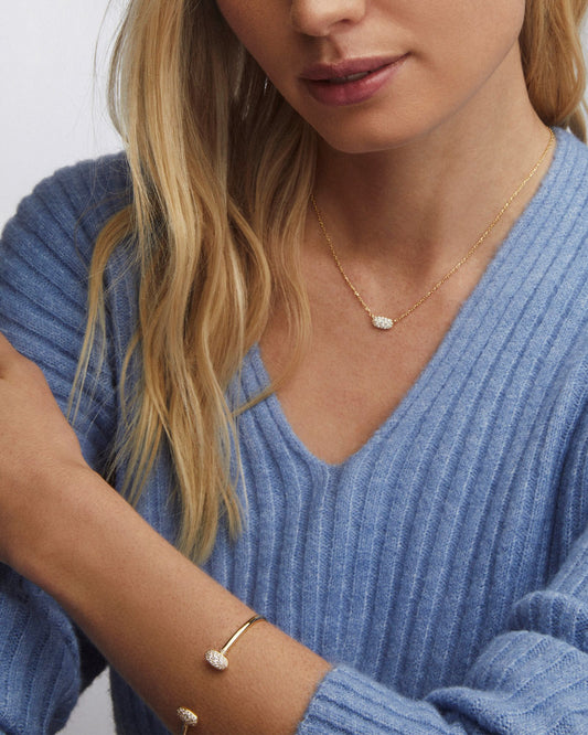 Grayson Cuff Bracelet in White Crystal - Gold