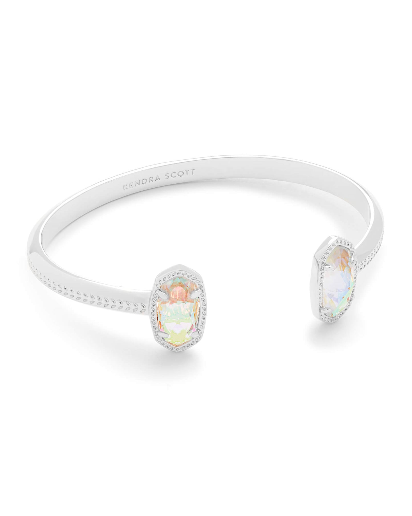 Elton Cuff Bracelet in Dichroic Glass - Silver