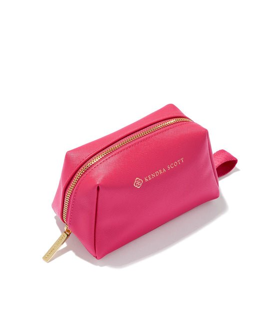 Small Cosmetic Zip Case Gold with Hot Pink