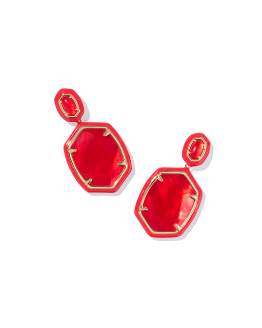 Daphne Enamel Frame Gold Drop Earrings