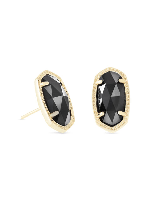 Ellie Gold Stud Earrings in Black