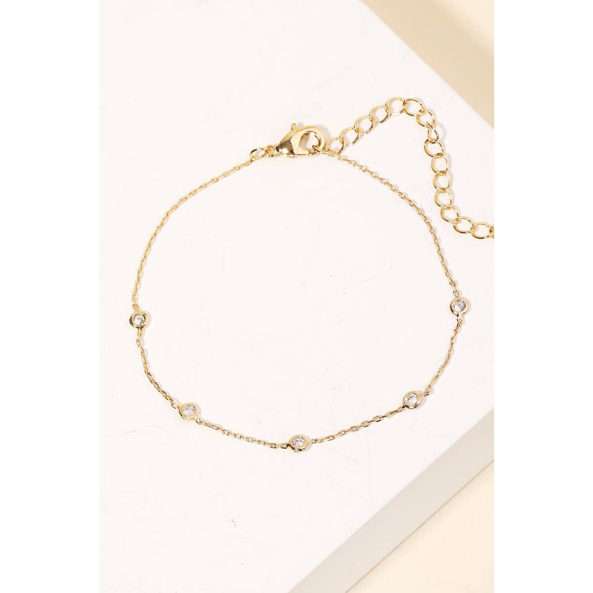 Dainty Chain Rhinestone Charm Bracelet