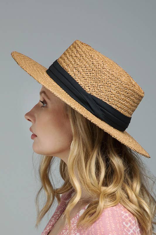 Folded Trim Boater Hat